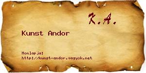 Kunst Andor névjegykártya